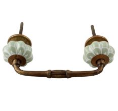 Sage Green Flower Medium Ceramic Melon Bridge Handle