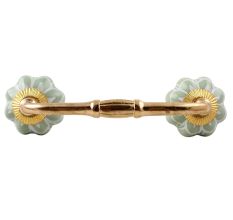 Sage Green Flower Medium Ceramic Melon Bridge Handle