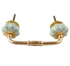 Sage Green Flower Medium Ceramic Melon Bridge Handle