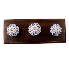 Blue Leaf Ceramic Melon Wooden Hook