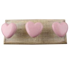 Pink Heart Ceramic Wooden Hook