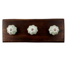 Sage Green Flower Medium Ceramic Melon Wooden Hook