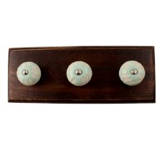 Sage Green Etched Ceramic Floral Wooden Hook