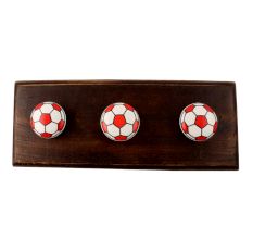 Red Football Pattern Ceramic Wooden Hook