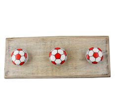 Red Football Pattern Ceramic Wooden Hook