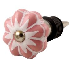 Baby Pink Flower Medium Ceramic Melon Wine Stopper