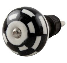 Black And White Ceramic Floral Wine Stopper 