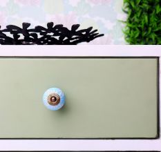 Turquoise Etched Ceramic Knob 39
