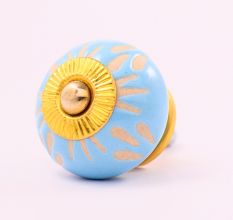 Turquoise Etched Ceramic Knob 39
