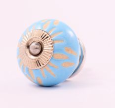 Turquoise Etched Ceramic Knob 39