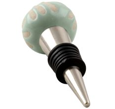 Sage Green Etched Ceramic Floral Wine Stopper