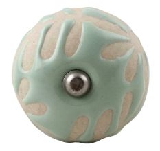 Sage Green Etched Ceramic Floral Wine Stopper