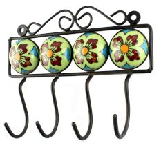 Sage Green Ceramic Floral Tiles Hook