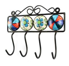 Multicolor Ceramic Floral Tiles Hook