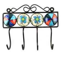 Multicolor Ceramic Floral Tiles Hook