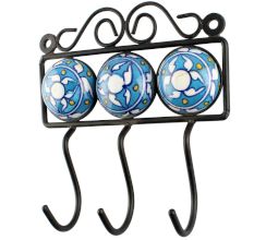 Turquoise With White Ceramic Floral Tiles Hook Online