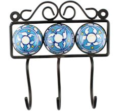 Turquoise With White Ceramic Floral Tiles Hook Online