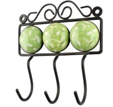 Sage Green Ceramic Floral Tiles Hooks 