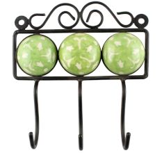 Sage Green Ceramic Floral Tiles Hooks 