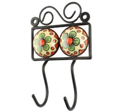 Mustard Ceramic Floral Tile Hook
