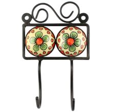 Mustard Ceramic Floral Tile Hook