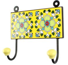 Yellow Ceramic Floral Tiles Hook