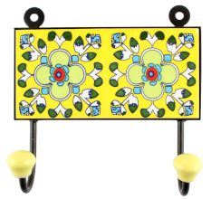 Yellow Ceramic Floral Tiles Hook