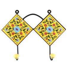 Turquoise Wheel Flower Ceramic Tiles Hook Online 
