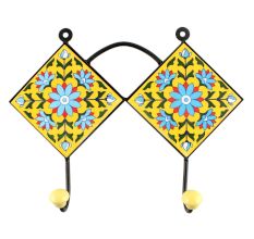 Yellow With Turquoise Sunflower Ceramic Tiles Hook Online