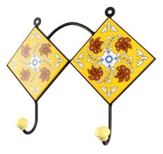 Yellow Ceramic Floral Tiles Hook