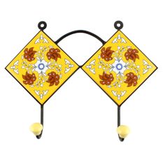 Yellow Ceramic Floral Tiles Hook