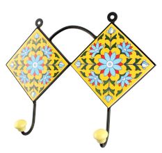 Turquoise Sunflower Ceramic Tiles Hook
