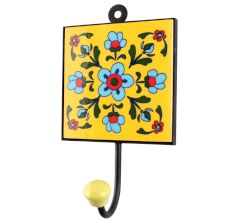 Turquoise Tiny Flower Ceramic Tile Hook