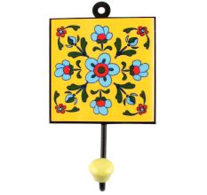 Turquoise Tiny Flower Ceramic Tile Hook