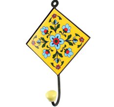 Turquoise Tiny Flower Ceramic Tiles Hook
