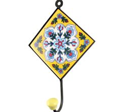 Yellow Ceramic Floral Tiles Hook 