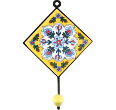 Yellow Ceramic Floral Tiles Hook 