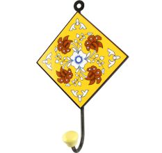 Yellow Ceramic Floral Tile Hook 
