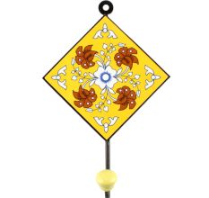 Yellow Ceramic Floral Tile Hook 