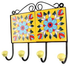 Turquoise Sonflower Ceramic Tiles Hook