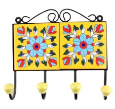 Turquoise Sonflower Ceramic Tiles Hook