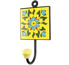 Turquoise Floral Ceramic Tiles Hook