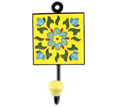 Turquoise Floral Ceramic Tiles Hook