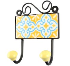 Turquoise Floral Ceramic Tiles Hooks