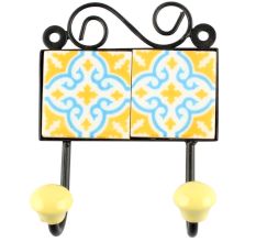 Turquoise Floral Ceramic Tiles Hooks