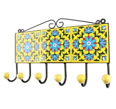 Turquoise Sunflower Ceramic Tiles Hook Online