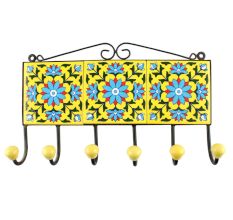 Turquoise Sunflower Ceramic Tiles Hook Online