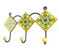 Turquoise Tiny Flower Ceramic Tiles Wall Hook