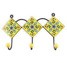 Turquoise Tiny Flower Ceramic Tiles Wall Hook