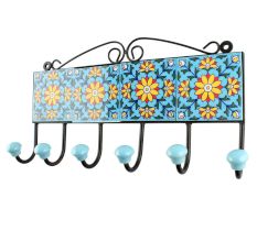 Turquoise Sunflower Ceramic Tiles Hook Online